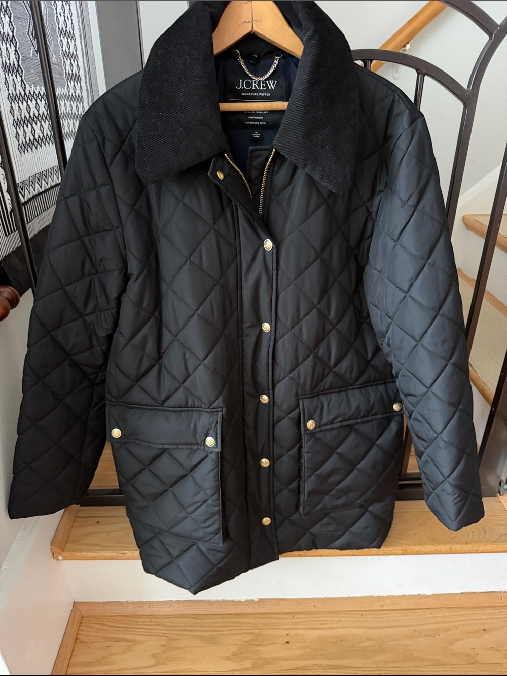J. Crew Black Quilted Puffer Coat - Picture 6 of 7